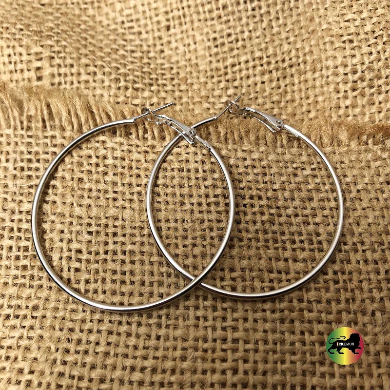 wedding band rings for brides -Chrome Large Womens Empress Dangle Dangling Hoop Circle Earrings Earring XL