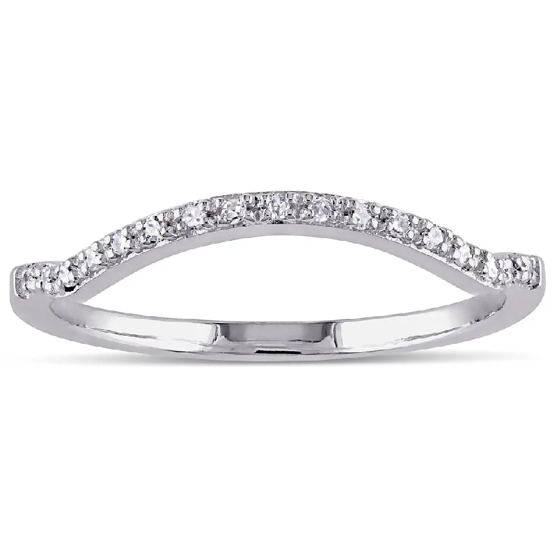 classic solitaire engagement rings -Miadora 10k White Gold Diamond Accent Contour Anniversary-style Stackable Wedding Band (G-H, I1-I2)