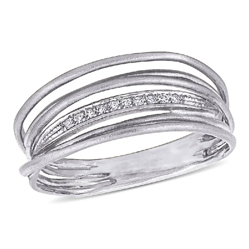 Miadora 14k White Gold Diamond Accent Abstract Coil Eternity Band Ring