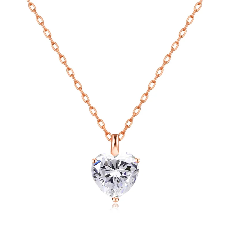 flower-shaped necklaces for women -Rose Gold Plated Heart Solitaire Necklace Created with Zircondia® Crystals