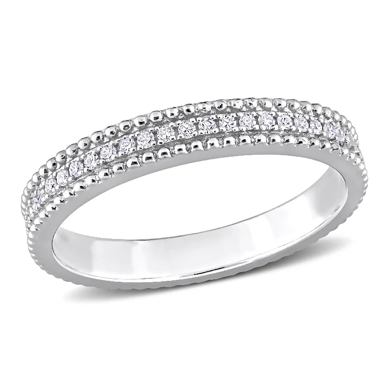 matching engagement and wedding rings -Miadora 1/10ct TDW Diamond Stackable Anniversary Wedding Band in Sterling Silver