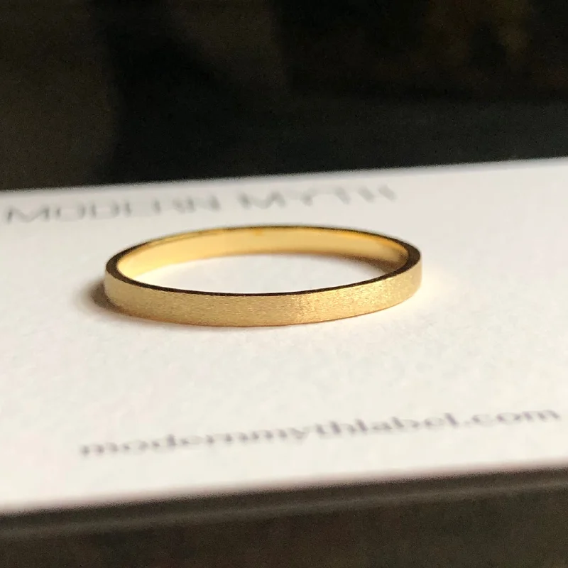 Thin Flat Band Ring, Solid 14k Gold