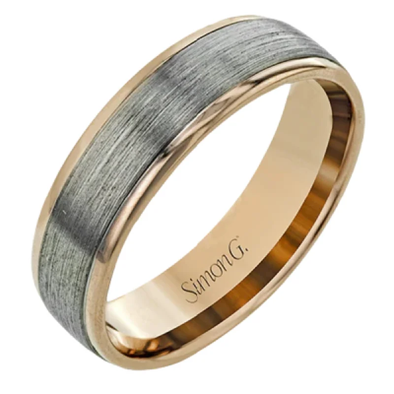 stylish engagement rings for women -Simon G. 14k Men's Two-Tone Wedding Band 