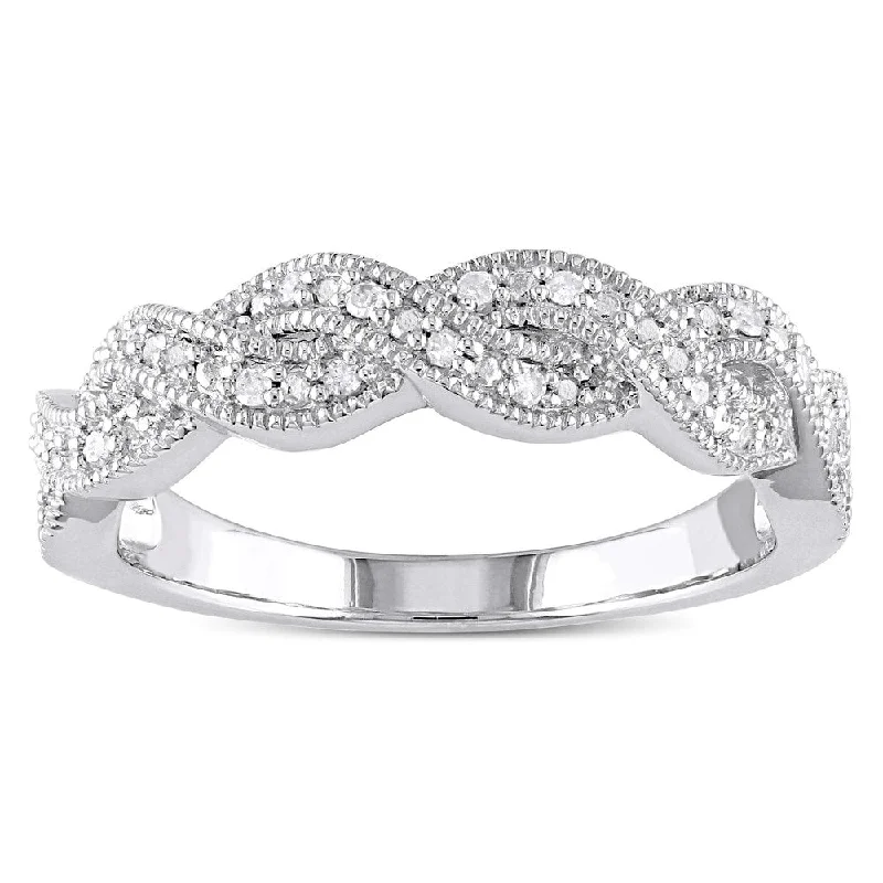 Miadora Sterling Silver 1/10ct TDW Diamond Infinity Band Ring