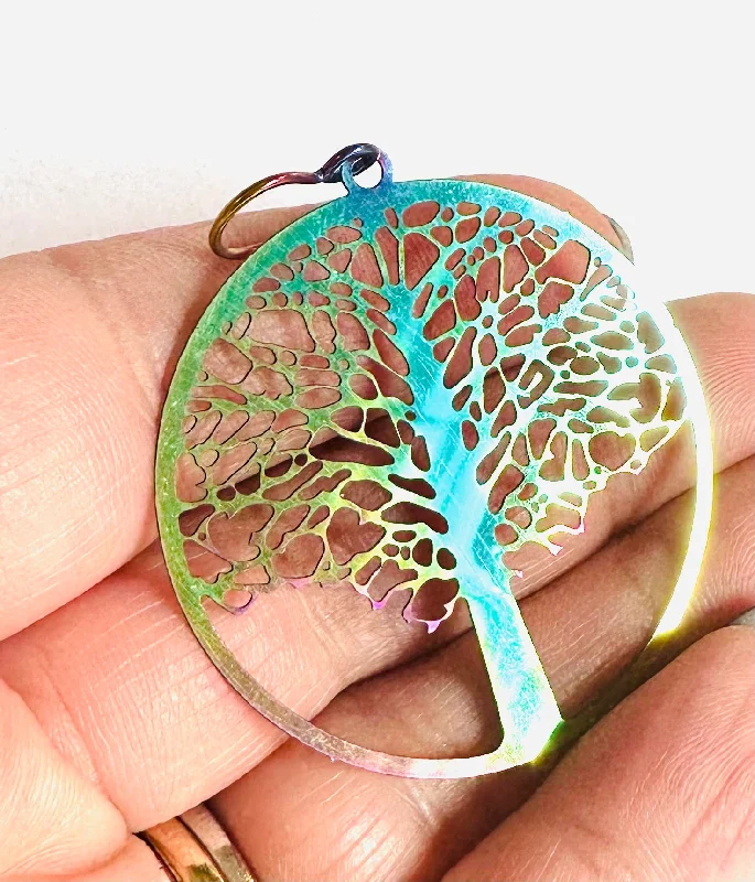 luxury rings for women -Tree of Life Colorful Earrings/Tree Earrings/Niobium