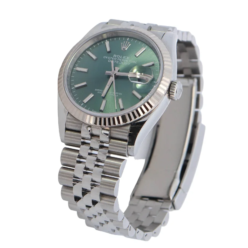 Rolex Datejust Stainless Steel 36mm Green Stick Dial Watch Reference# 126234