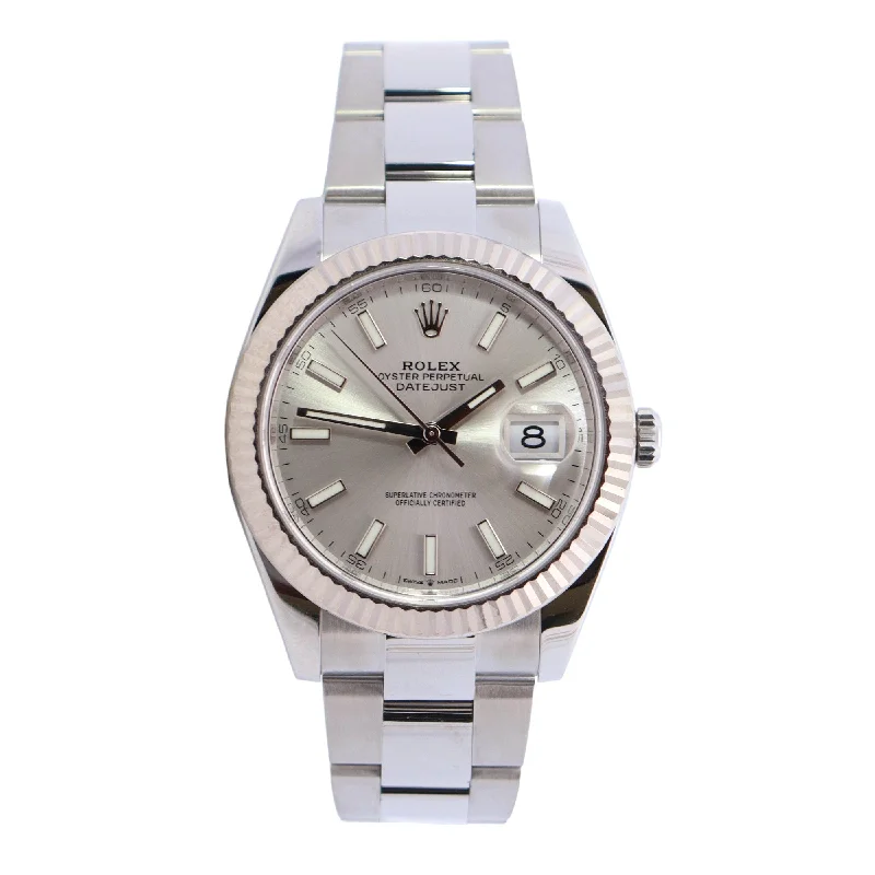 Rolex Datejust Silver Stick Dial Watch Ref# 126334