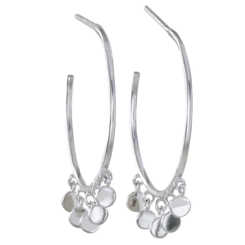 gemstone wedding rings for women -Sterling Silver Shaker Hoop Earrings