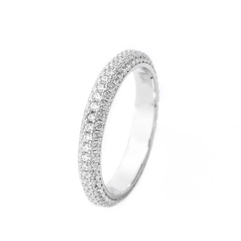 elegant necklaces for women -GODDESS PAVE RING SILVER - 10