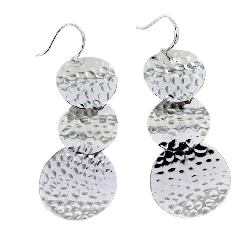 luxury gemstone earrings for women -Three Coins Sterling Silver Drop Earrings