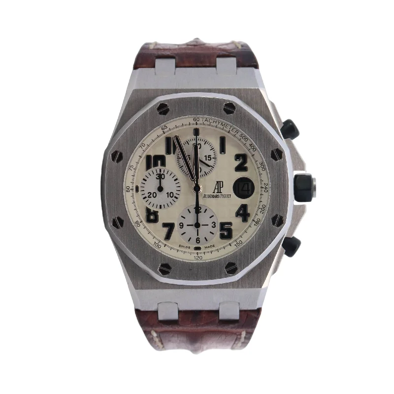 Audemars Piguet Royal Oak Offshore Stainless Steel 42mm Offwhite Chronograph Arabic Dial Watch