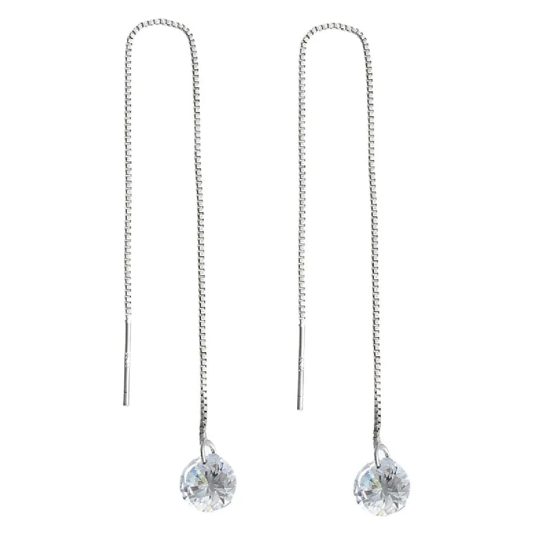 crystal drop earrings for women -Sexy Sparkles Ear Thread Threader Earrings Drop Dangle Earrings