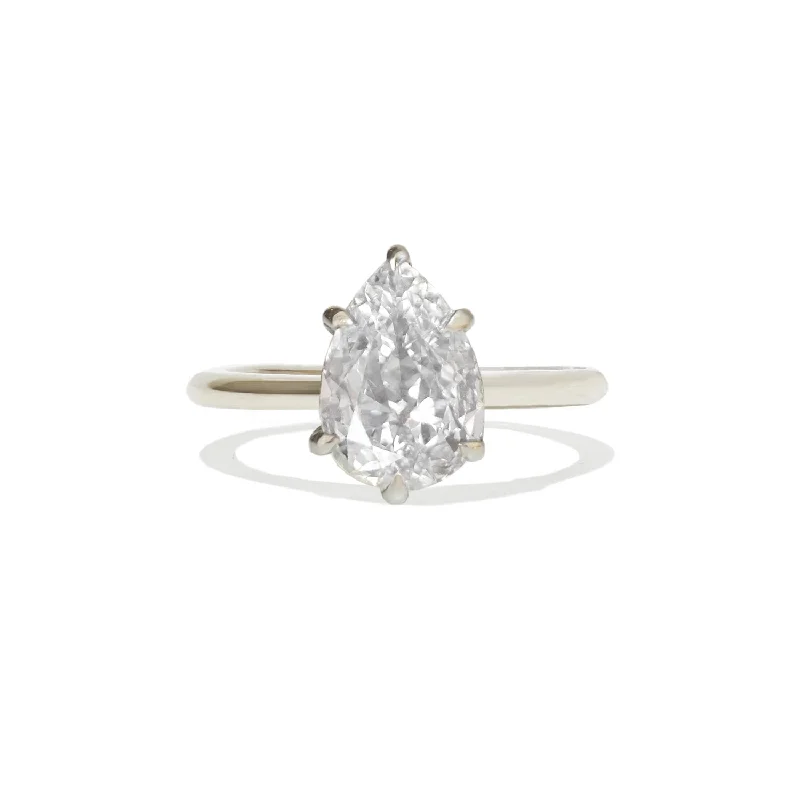 modern diamond engagement rings -Antique Pear Diamond Solitaire Ring