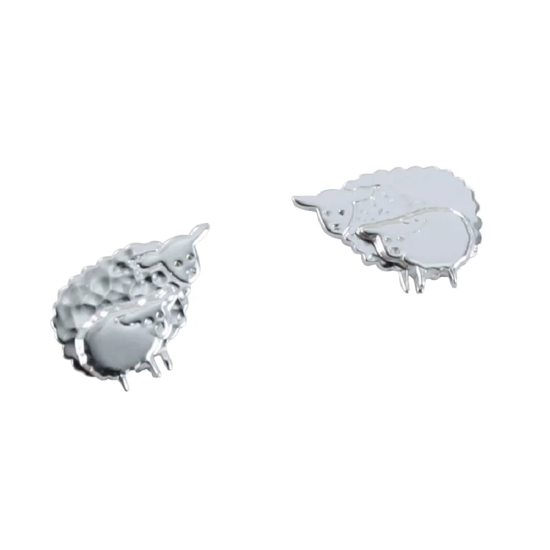 chic stud earrings for women -Sterling Silver Sheep Stud Earrings