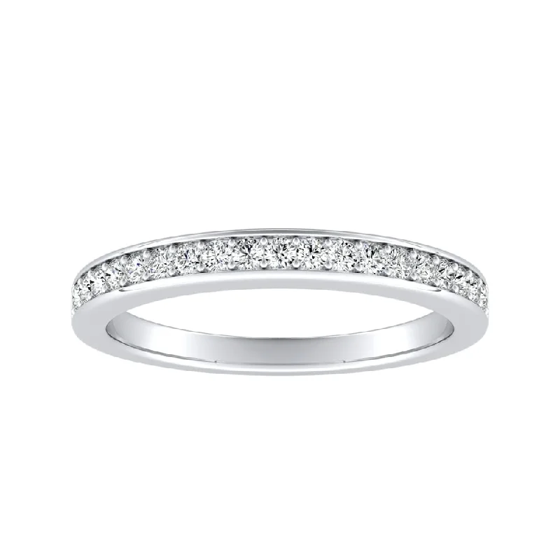 classic halo engagement rings -Auriya Platinum Stackable 1/5ctw Round Diamond Wedding Band