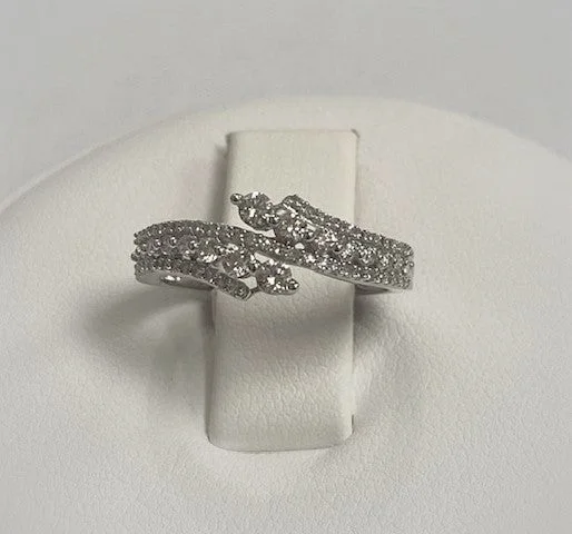 14kt White Gold Diamond Bypass Ring