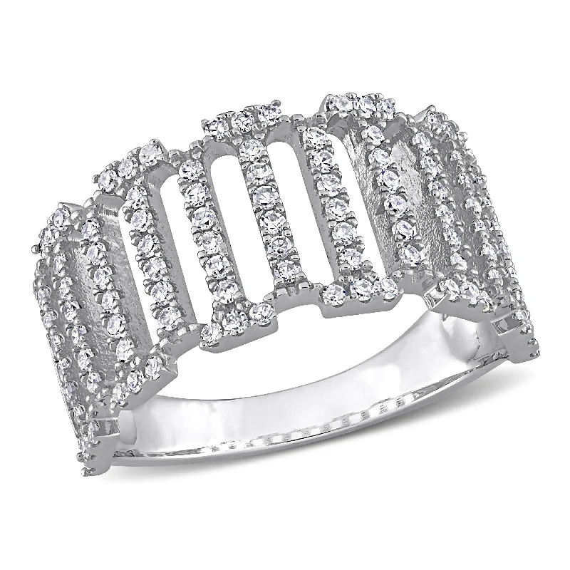 Miadora 1/2ct TDW Diamond Openwork Crossover Band Ring in 14k White Gold