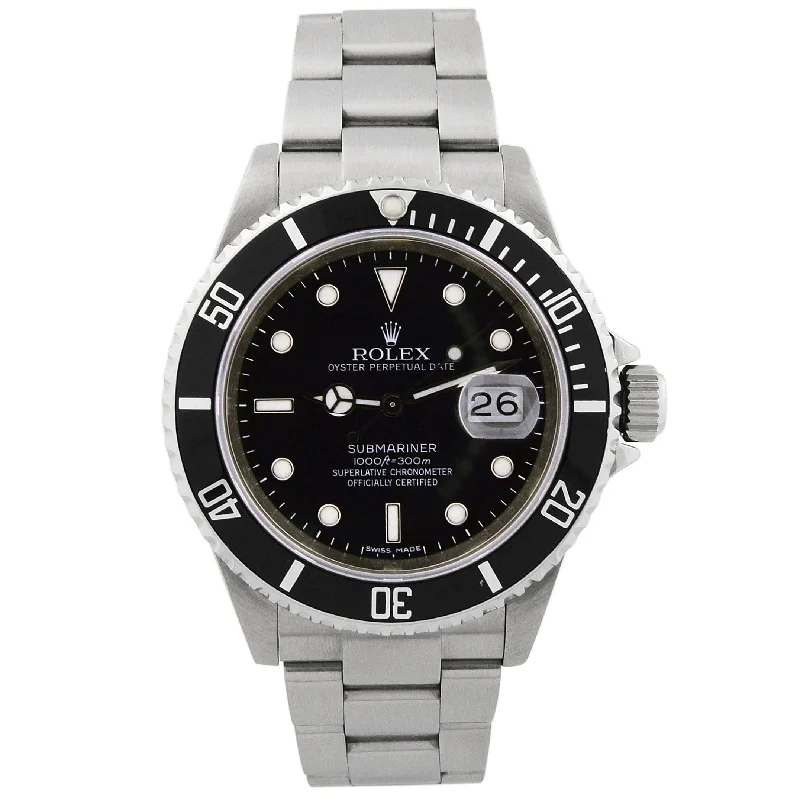 Rolex Submariner Stainless Steel 40mm Black Dot Dial Watch Reference# 16610