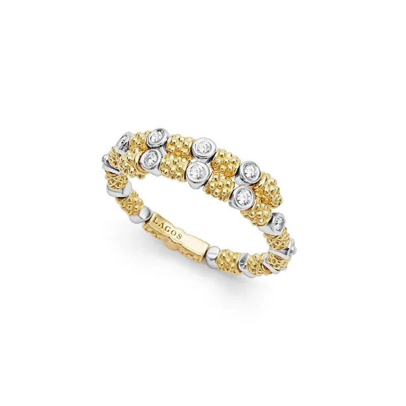 Signature Caviar 18K Gold and Diamond Superfine Band Ring