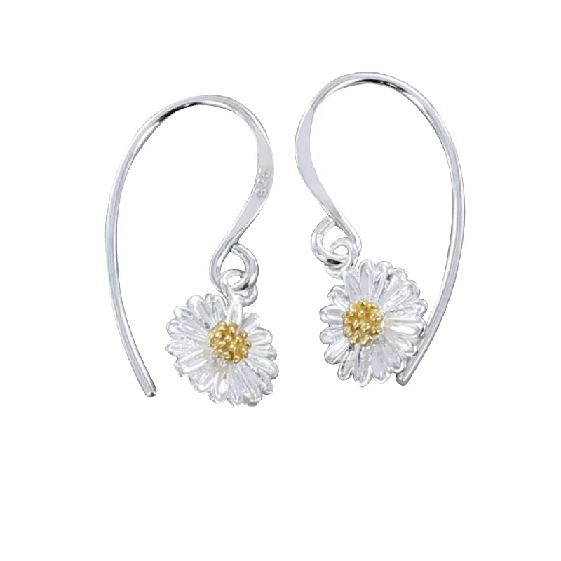 luxury engagement rings for women -Sterling Silver Daisy Drop Earrings