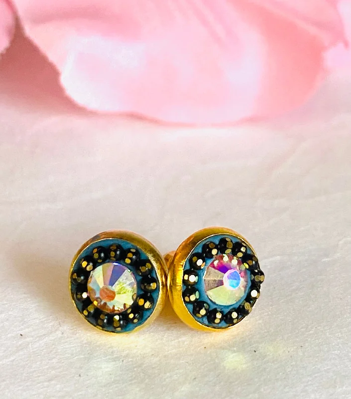 trendy stud earrings for women -Chain and Crystal Studs/Sprkle Studs,GP Stud Earrings