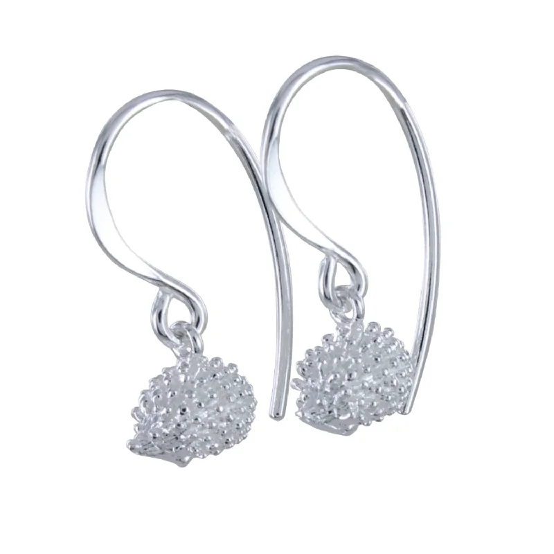 twist rings for women -Sterling Silver Hedgehog Drop Earrings