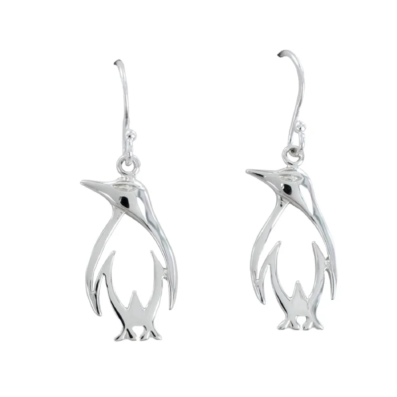 gemstone engagement rings for women -Sterling Silver Perfect Penguin Drop Earrings