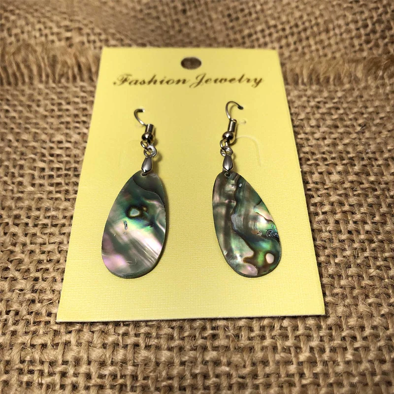 radiant earrings for women -Abalone Shell Womens Empress Dangle Abtract Shell Earrings Earring LG