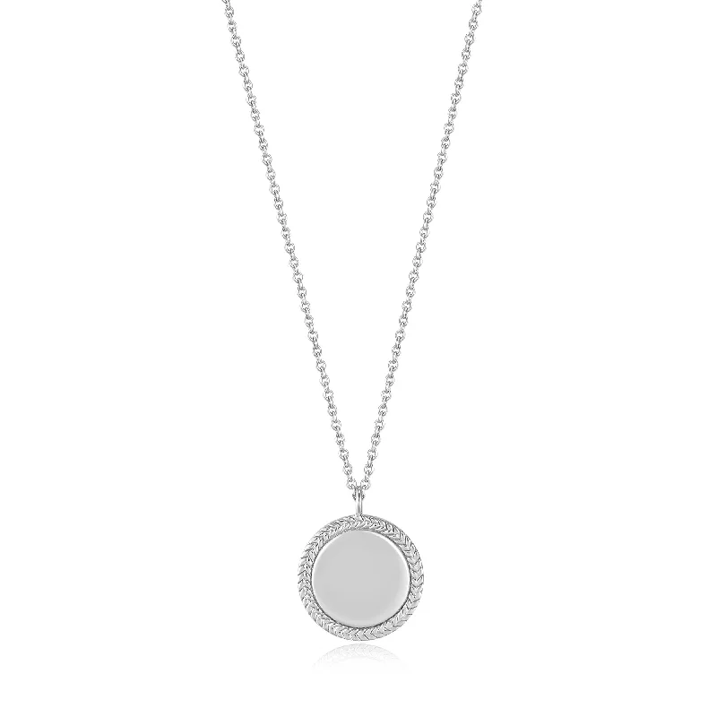 cute necklaces for women -Ania Haie Silver Rope Disc Necklace