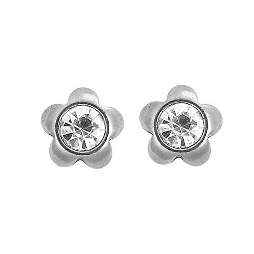 stylish rings for women -Sexy Sparkles Stainless Steel Ear Post Stud Earrings Silver Tone for Men Women Ear Piercing Earrings