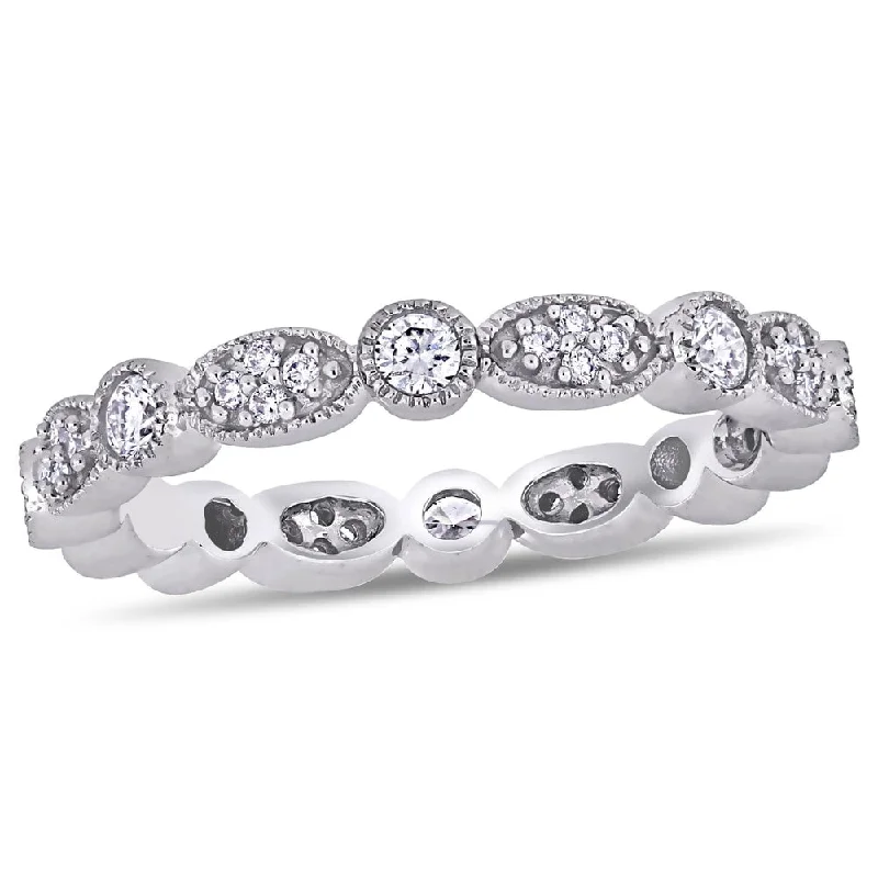 eternity diamond engagement rings -Miadora 14k White Gold 1/2ct TDW Diamond Stackable Infinity Wedding Band Size - 7