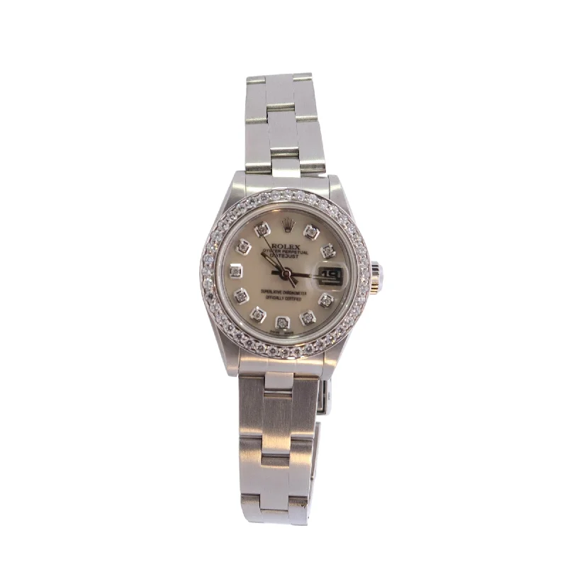 Rolex Datejust Stainless Steel 26mm Custom White MOP Diamond Dial Watch Reference #: 69160