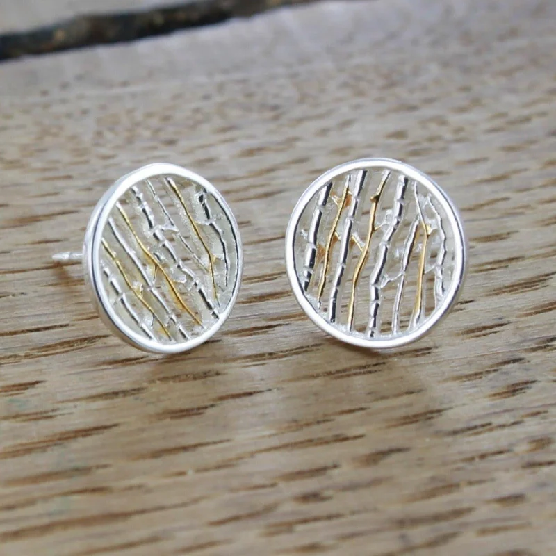 sparkly earrings for women -Sterling Silver Birch Earrings