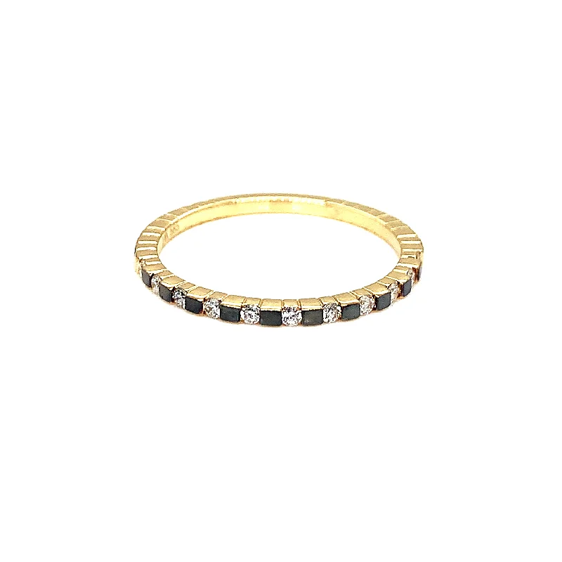 unique gemstone engagement rings -14K Yellow Gold and Black Rhodium Two-Tone Diamond Band