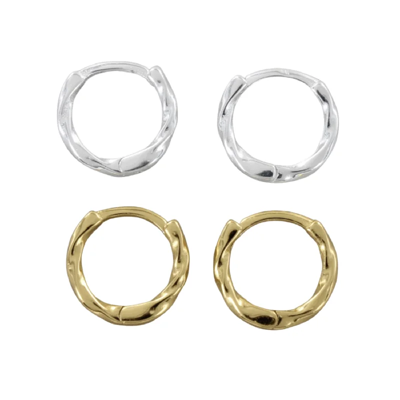 elegant earrings for women -Small Twist Huggie Hoop Earrings