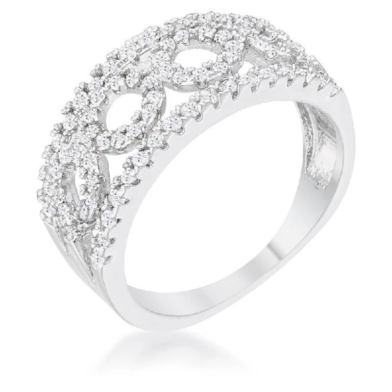 Rina 0.5ct CZ Rhodium Contemporary Band Ring