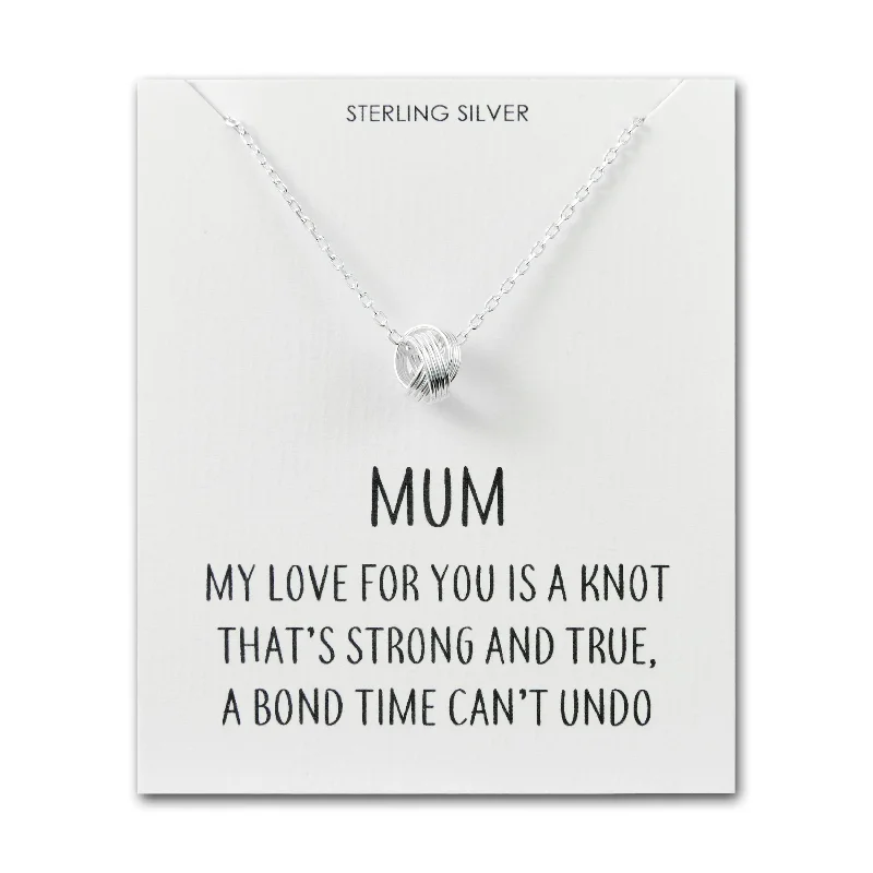 antique-style necklaces for women -Sterling Silver Mum Quote Knot Necklace