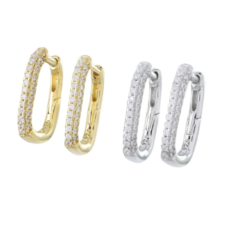 luxury diamond rings for women -Sparkle Rectangular Hoop Earrings