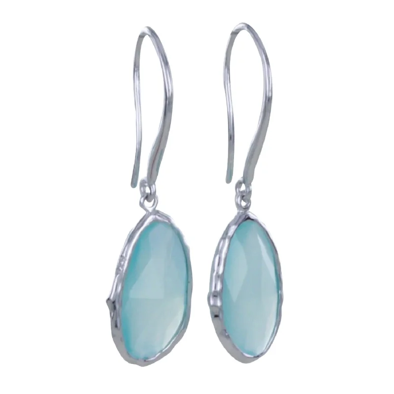 stackable rings for women -Sterling Silver Aqua Gem Earrings