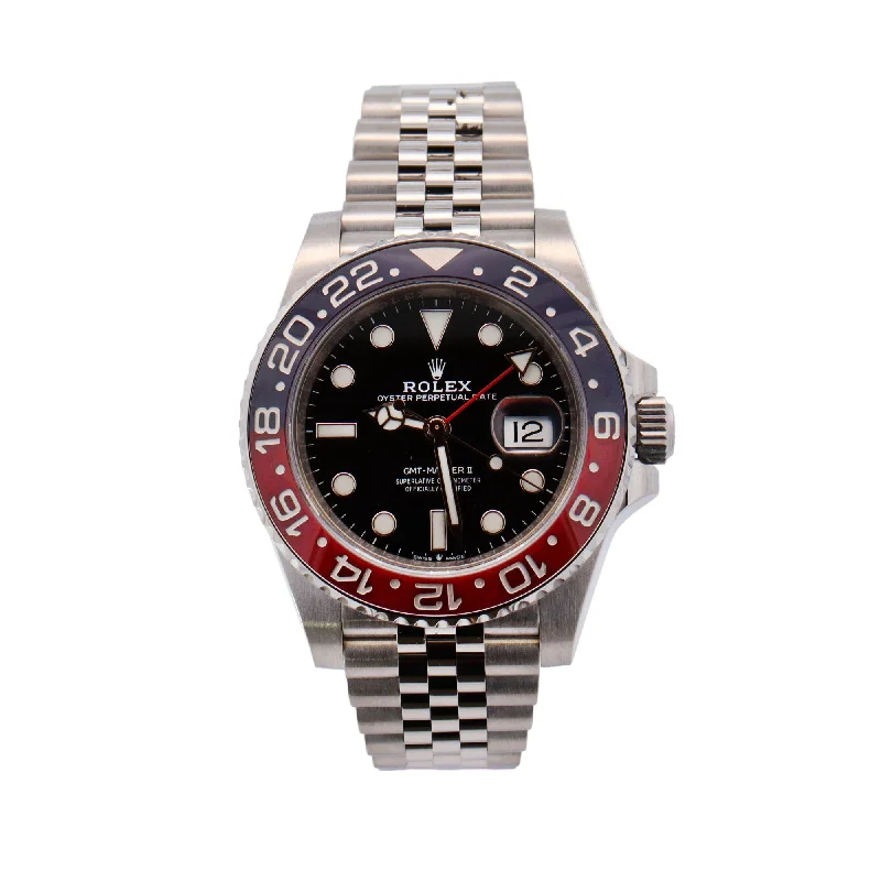 Rolex GMT Master II Stainless Steel 40mm Black Dot Dial Watch Reference# 126710BLRO