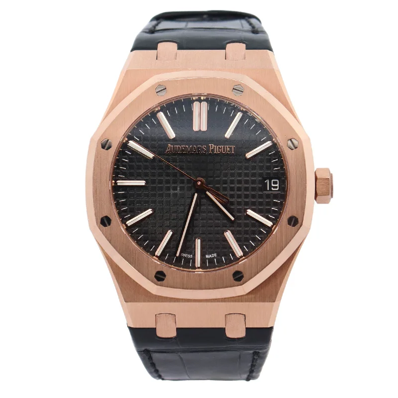 Audemars Piguet Royal Oak 50th Anniversary Rose Gold 41mm Black Stick Dial Watch Reference# 15510OR.OO.D002CR.01