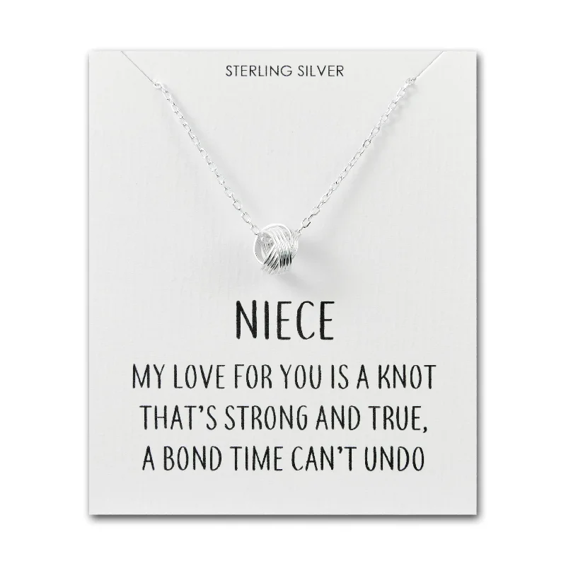 simple necklaces for women -Sterling Silver Niece Quote Knot Necklace