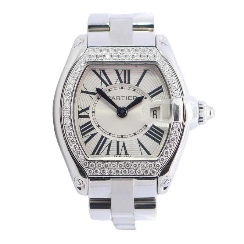 Cartier Roadster Stainless Steel 30mm x 36mm Silver Roman Dial Watch Reference# W62016V3