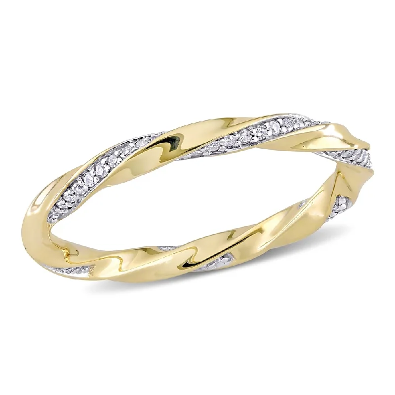 Miadora 10k Yellow Gold 1/4ct TDW Diamond Twisted Stackable Eternity Band Ring