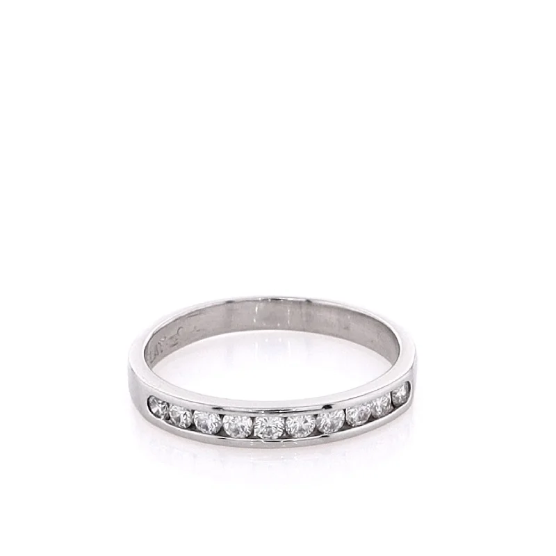 modern engagement rings for women -Estate Platinum Diamond Wedding Band