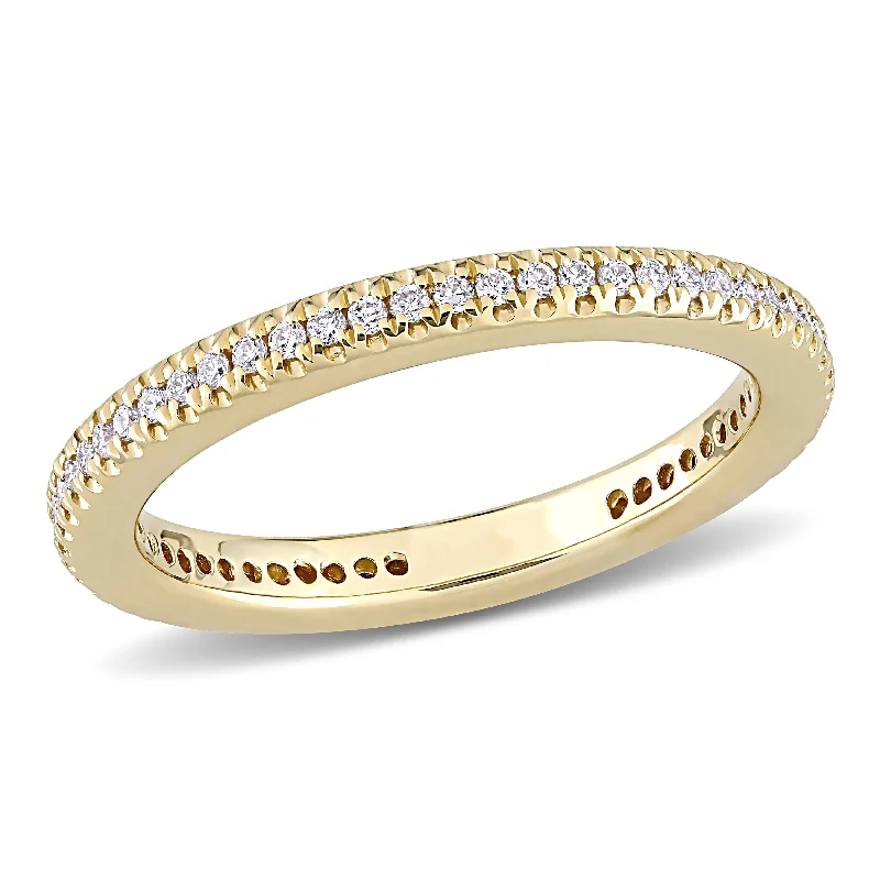 twisted engagement rings for women -Miadora 14k Yellow Gold 1/4ct TDW Diamond Stackable Eternity Wedding Band Ring