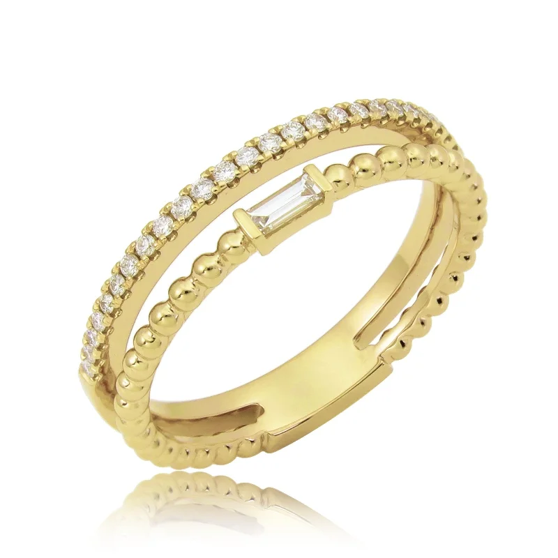 Joelle Diamond Double Row Band Ring for Her 18K Gold 1/5 Cttw. Ring Size 6.5