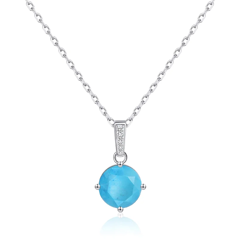 silver chain necklaces for women -Sterling Silver Synthetic Turquoise Gemstone Necklace