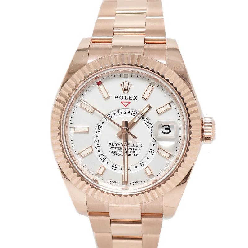 Rolex Sky-Dweller Rose Gold 42mm White Stick Dial Watch Reference# 326935