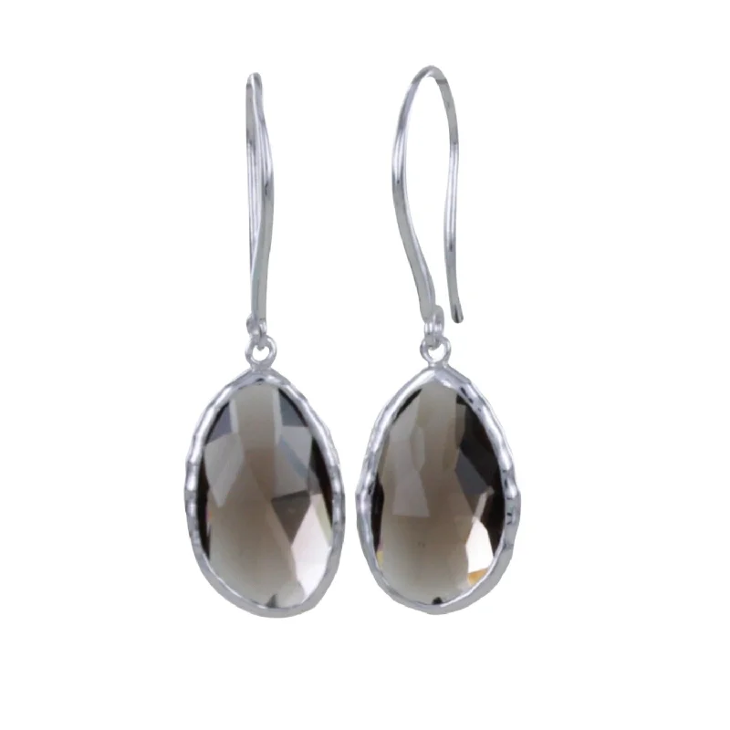 sapphire rings for women -Sterling Silver Smokey Quartz Gem Earrings